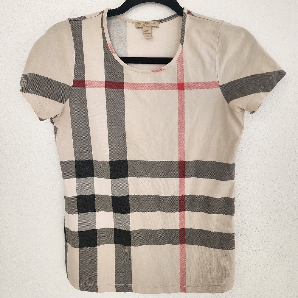Burberry Brit Nova Check Top Tee Sz Medium - Picture 8 of 9